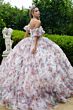 GLS by Gloria GL3609 Puff Sleeve Ruffle Skirt Floral Quince Dress