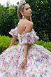 GLS by Gloria GL3609 Puff Sleeve Ruffle Skirt Floral Quince Dress