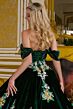 Elizabeth K GL3637 Emerald Green Chapel Train Lace-Up Quince Dress