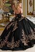 Elizabeth K GL3640 Black Beaded Bodice Lace-Up Quinceanera Dress