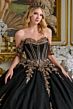 Elizabeth K GL3640 Black Beaded Bodice Lace-Up Quinceanera Dress
