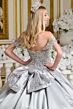 Elizabeth K GL3643 Silver Satin Lace-Up Quinceanera Dress