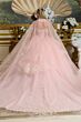 Elizabeth K GL3645 Blush Pink Spaghetti Strap Lace-Up Quince Dress