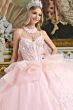 Elizabeth K GL3645 Blush Pink Spaghetti Strap Lace-Up Quince Dress