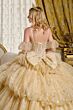 Elizabeth K GL3646 Champagne Pick Up Skirt Lace-Up Quinceanera Dress