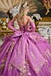 Elizabeth K GL3647 Purple Chapel Train Lace-Up Quinceanera Dress