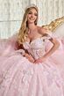 Elizabeth K GL3651 Baby Pink Off The Shoulder Lace-Up Quince Dress