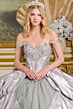 Elizabeth K GL3652 Silver Off The Shoulder Lace-Up Quinceanera Dress