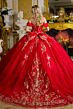 Elizabeth K GL3631 Red Two-Way Neckline Lace-Up Quinceanera Dress