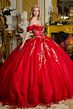 Elizabeth K GL3631 Red Two-Way Neckline Lace-Up Quinceanera Dress