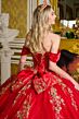 Elizabeth K GL3631 Red Two-Way Neckline Lace-Up Quinceanera Dress