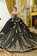 Elizabeth K GL3670 Black Fringe Sleeve Off The Shoulder Quince Dress