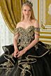 Elizabeth K GL3670 Black Fringe Sleeve Off The Shoulder Quince Dress