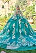 Elizabeth K GL3671 Green Sweetheart Neckline with Cape Quince Dress