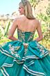 Elizabeth K GL3671 Green Sweetheart Neckline with Cape Quince Dress