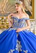 Elizabeth K GL3672 Royal Blue Off The Shoulder Lace-Up Quince Dress