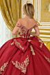 Elizabeth K GL3673 Burgundy Off The Shoulder Lace-Up Quinceanera Dress