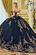 Elizabeth K GL3674 Navy Blue Two-Way Neckline Lace-Up Quince Dress