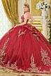 Elizabeth K GL3675 Burgundy Chapel Train with Choker Quinceanera Dress