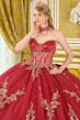 Elizabeth K GL3675 Burgundy Chapel Train with Choker Quinceanera Dress