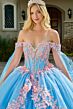 Elizabeth K GL3708 Bahama Blue Cape Sleeve Off The Shoulder Dress