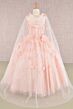 Elizabeth K GK105 Hooded Cape Floral Applique Mini Pageant Gown
