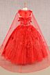 Elizabeth K GK105 Hooded Cape Floral Applique Mini Pageant Gown