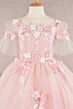 Elizabeth K GK107 Sheer Neck Flounce Sleeve Mini Pageant Gown