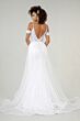 Elizabeth K GL1946 A-Line Illusion Slit Cold Shoulder Bridal Dress