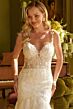 GLS by Gloria GL3601 Illusion Corset Beaded Floral Wedding Dress