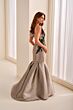 Ivonne D ID2202 Pleated Mermaid Skirt Asymmetric Neck Dress
