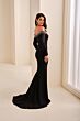 Ivonne D ID2203 Beaded Off The Shoulder Crepe Long Sleeve Dress