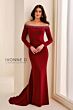 Ivonne D ID2203 Beaded Off The Shoulder Crepe Long Sleeve Dress