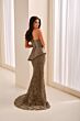Ivonne D ID2204 Side Slit Mikado Asymmetric Peplum Dress