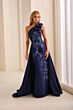 Ivonne D ID2207 One-Shoulder Mikado Overskirt Dress