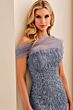 Ivonne D ID2212 Beaded Lace Ruffle Neck Dress