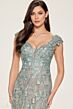 Ivonne D by Mon Cheri ID807 Cap Sleeve Plunging Neck Dress