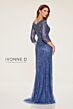 Ivonne D by Mon Cheri ID808 Sheer Sleeve Plunging Neck Beaded Dress