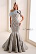 Ivonne D ID1201 Asymmetric Neck Draped Skirt Dress