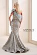 Ivonne D ID1201 Asymmetric Neck Draped Skirt Dress