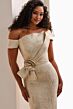 Ivonne D ID1204 Side Slit Off The Shoulder Brocade Dress
