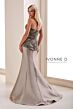 Ivonne D ID1207 Strapless Embroidered Peplum Dress