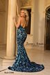 Jessica Angel 2498 Plunging Halter Floral Sequin Dress
