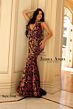 Jessica Angel 2498 Plunging Halter Floral Sequin Dress