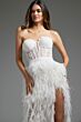 Jovani JB37327 Feather Skirt Lace Corset Bridal Dress