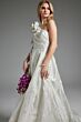Jovani JB39218 Floral Shoulder Pleated Wedding Gown