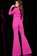 Jovani 09588 Lace-Up Sleeves Square Neck Jumpsuit