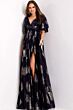 Jovani 44374 High Slit Flutter Sleeve Dress