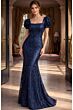Jovani 48111 Short Puff Sleeve Square Neck Dress
