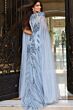 Jovani 48428 Hanging Sleeves Blue Multicolor Column Dress